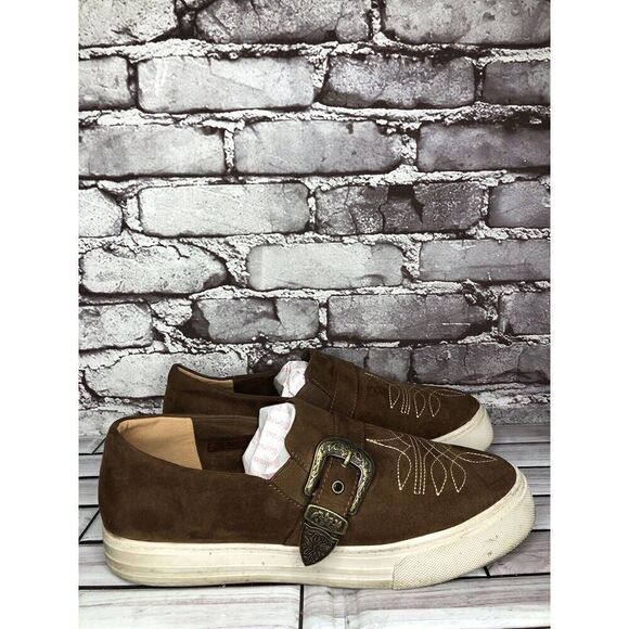 Unbridled Ariat Brown Suede Embroidered Platform Monk Strap Shoes Women Sz 10M - Picture 3 of 16